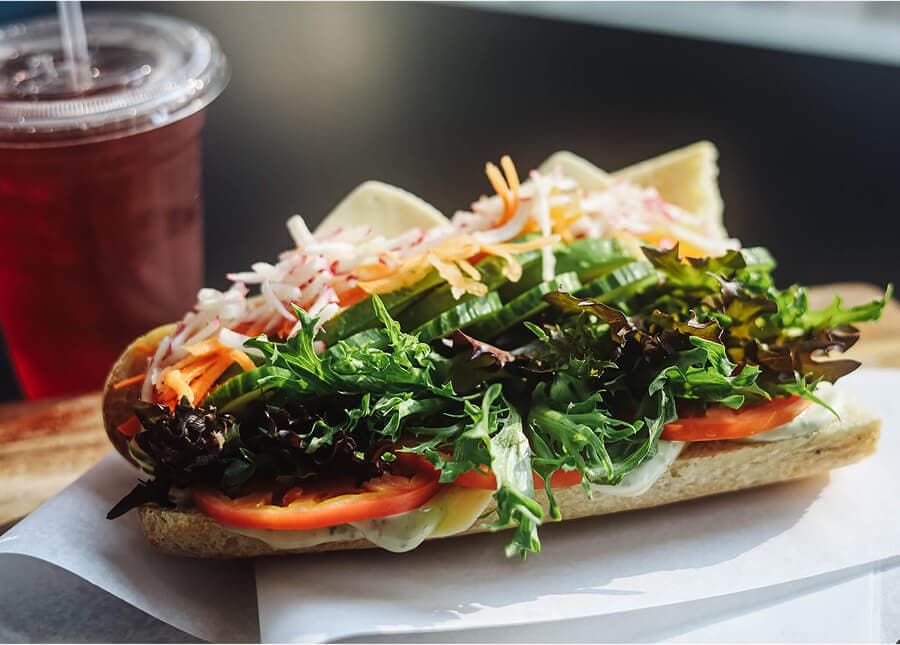 Veggie sandwich on French bread